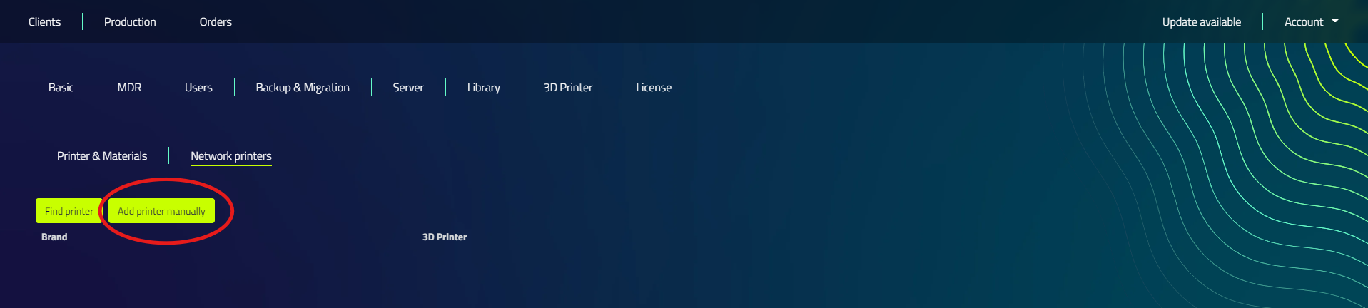 Add printer manually