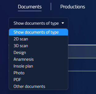 Filter documents by type