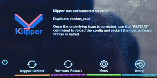 Duplicate canbus error