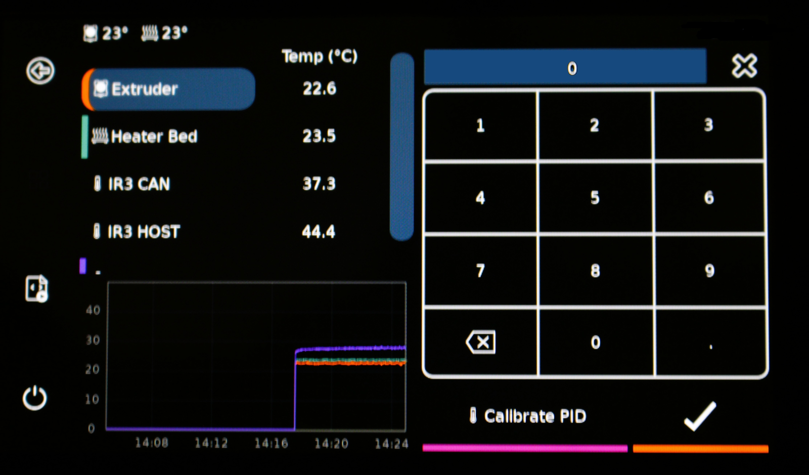 Temperatura de configuración a 0