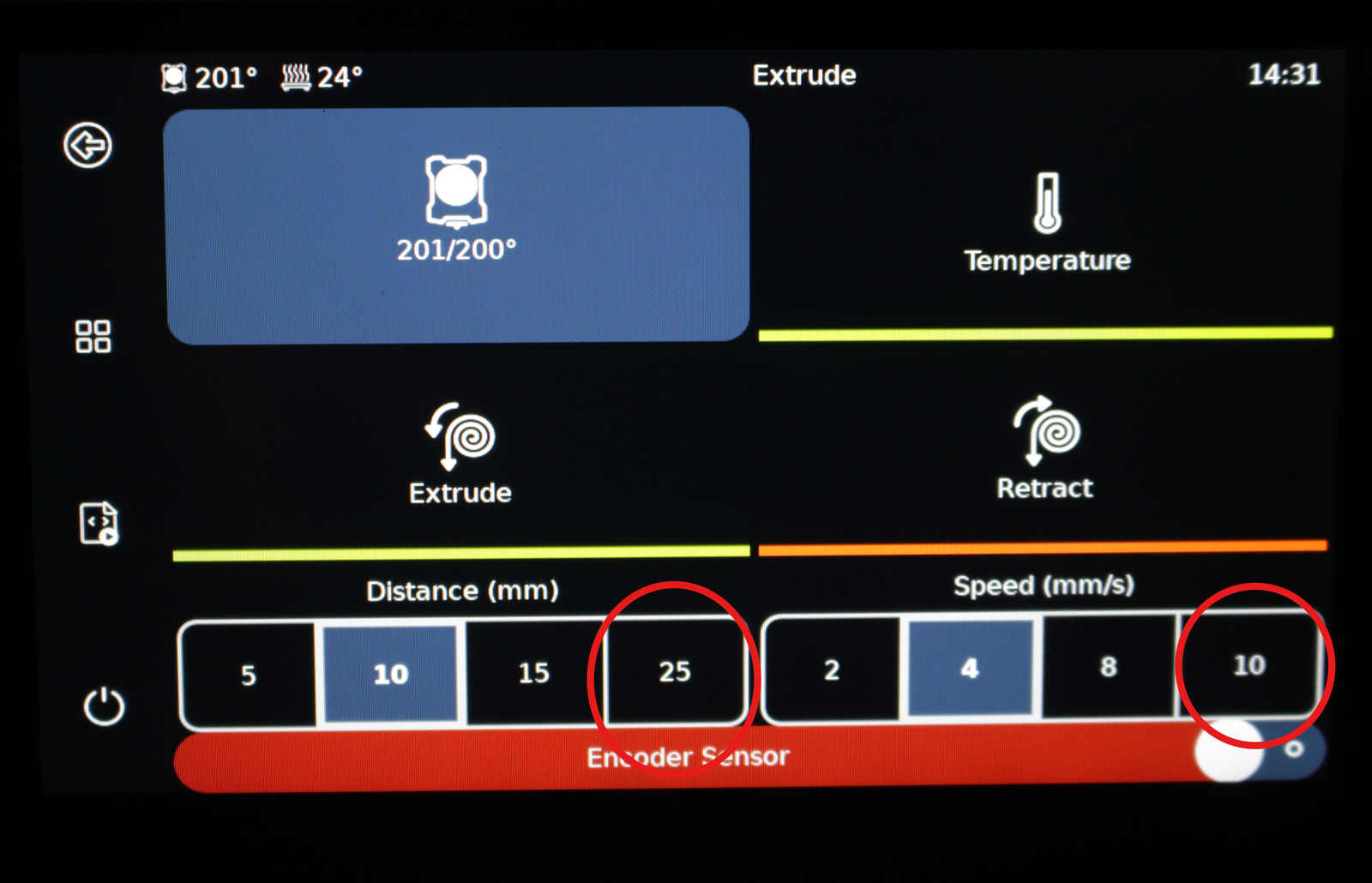 Réglages de la distance et de la vitesse